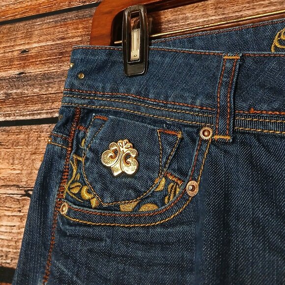 Dereon Jeans Size 7 8 Boot Cut Flare Low Rise Embellished Beyonce Vintage Y2K - Picture 6 of 9